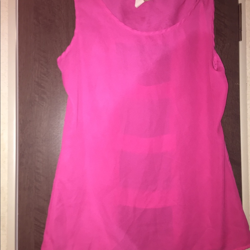 🔥5/$20 Imagine Brand Sheer Hot Pink Top Size L🔥